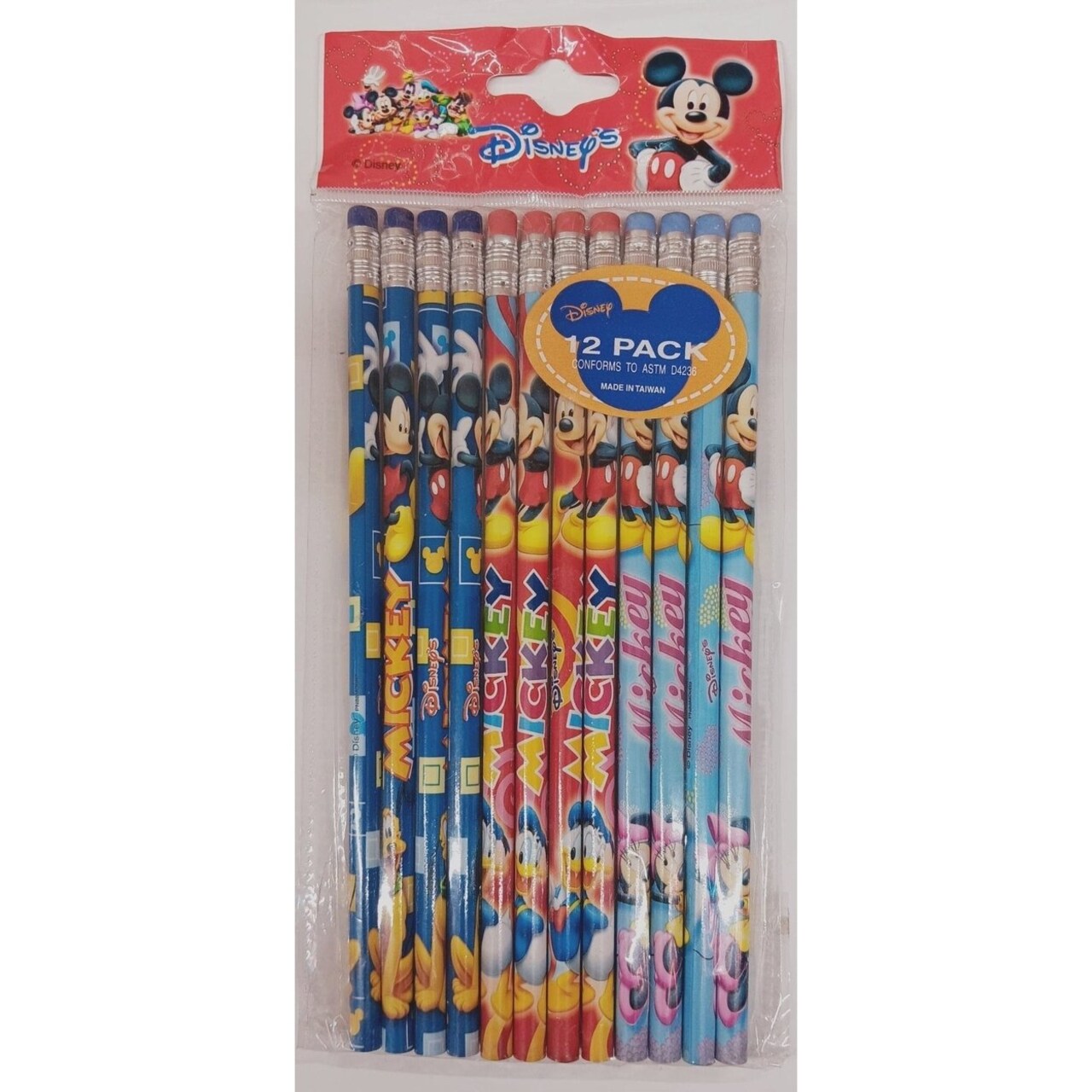 Mickey Mouse Friends Wooden Pencils Pack Of 12 Blue Red Sky Blue No. 2